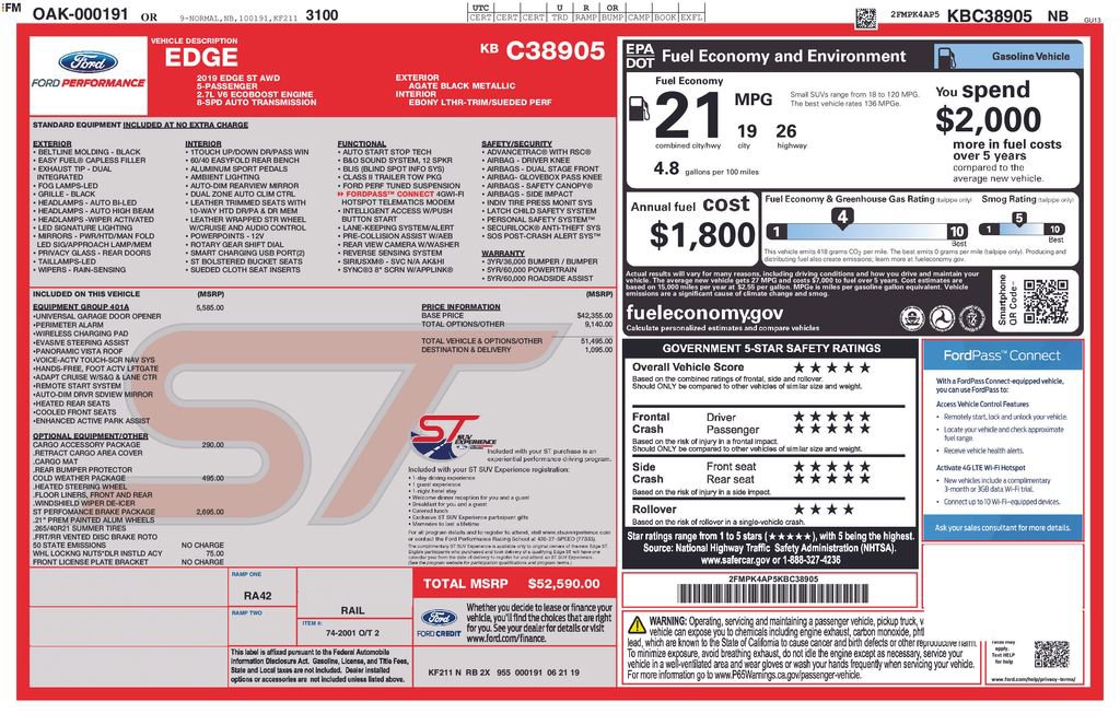 Used 2019 Ford Edge ST w/ Equipment Group 401A image 29