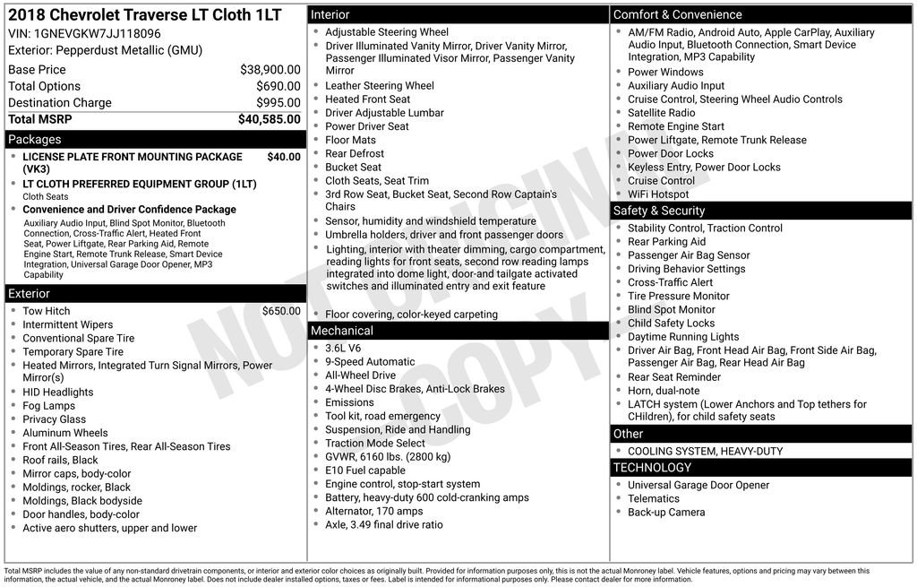 Used 2018 Chevrolet Traverse LT image 42