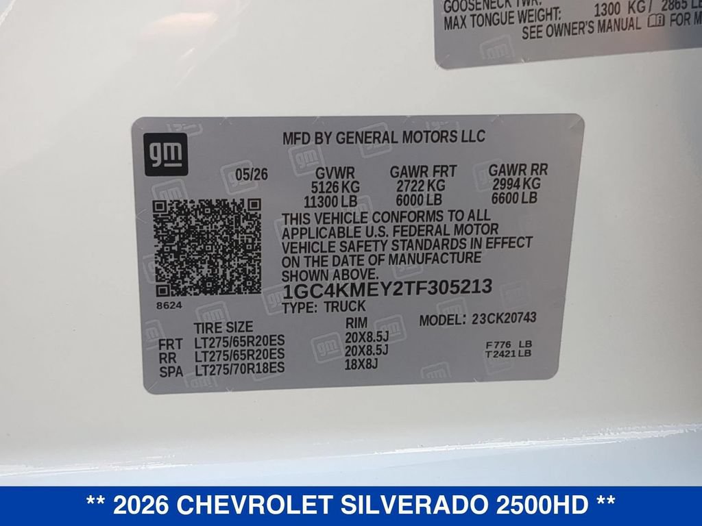 New 2026 Chevrolet Silverado 2500 Custom w/ Custom Value Package AWD/4WD image 24