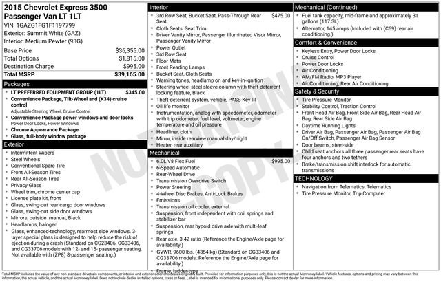 Used 2015 Chevrolet Express 3500 LT w/ LT Preferred Equipment Group image 37