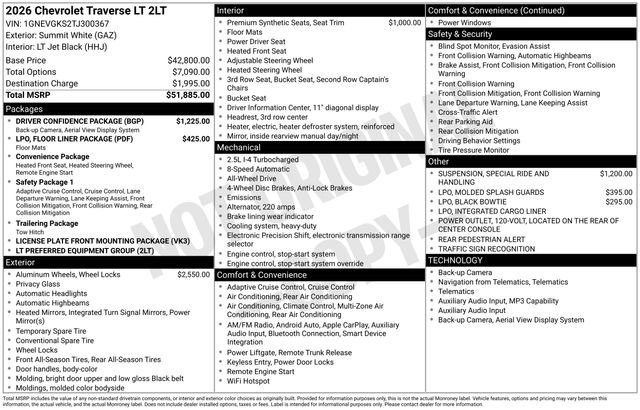 New 2026 Chevrolet Traverse LT w/ Driver Confidence Package AWD/4WD image 27
