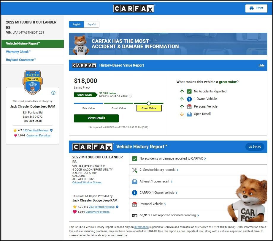 Used 2022 Mitsubishi Outlander ES image 10