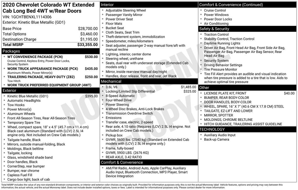 Used 2020 Chevrolet Colorado W/T w/ WT Convenience Package image 35