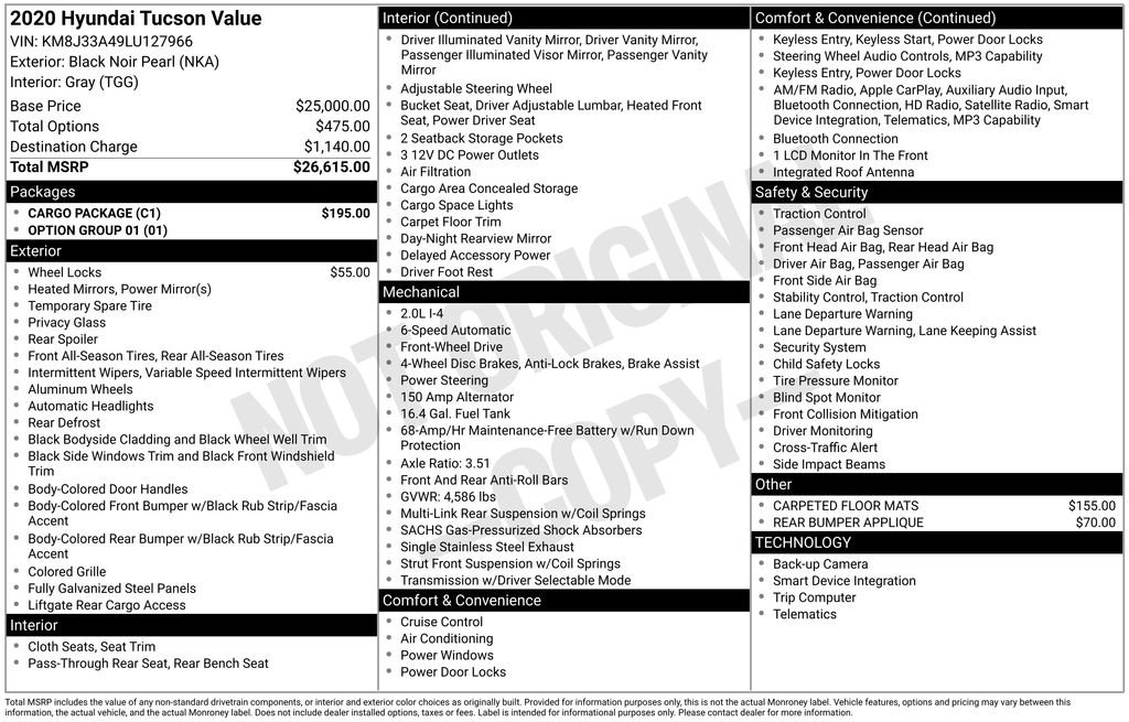 Used 2020 Hyundai Tucson Value w/ Cargo Package FWD image 6