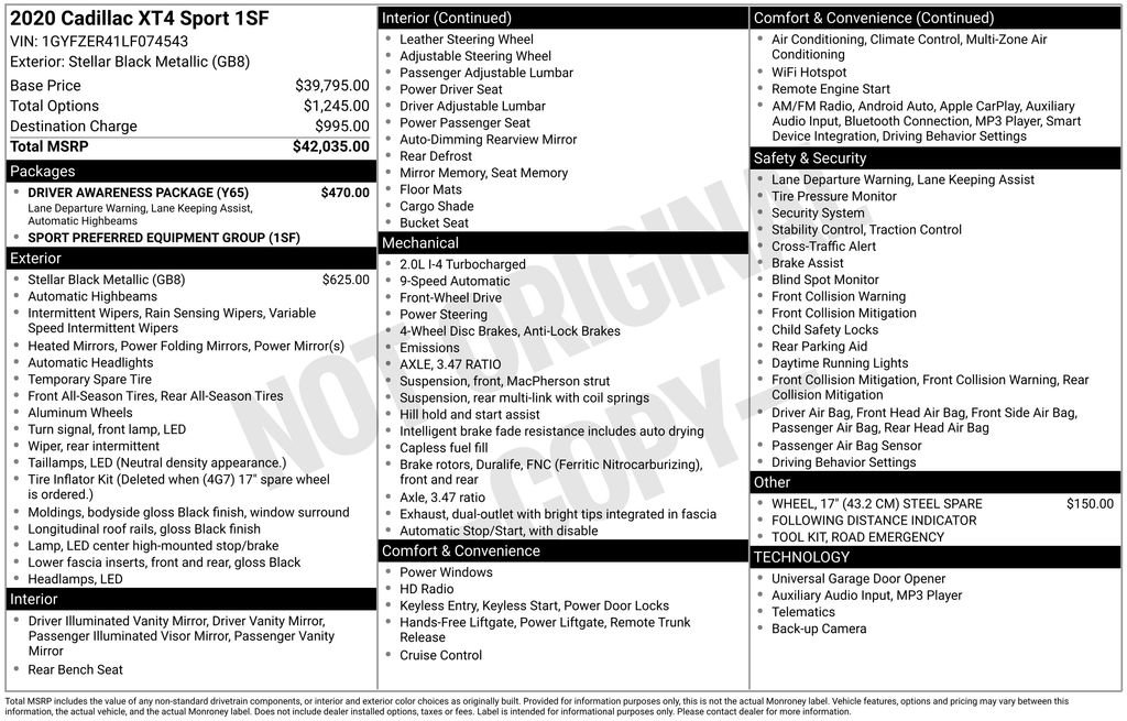 Used 2020 Cadillac XT4 Sport w/ Driver Awareness Package image 6