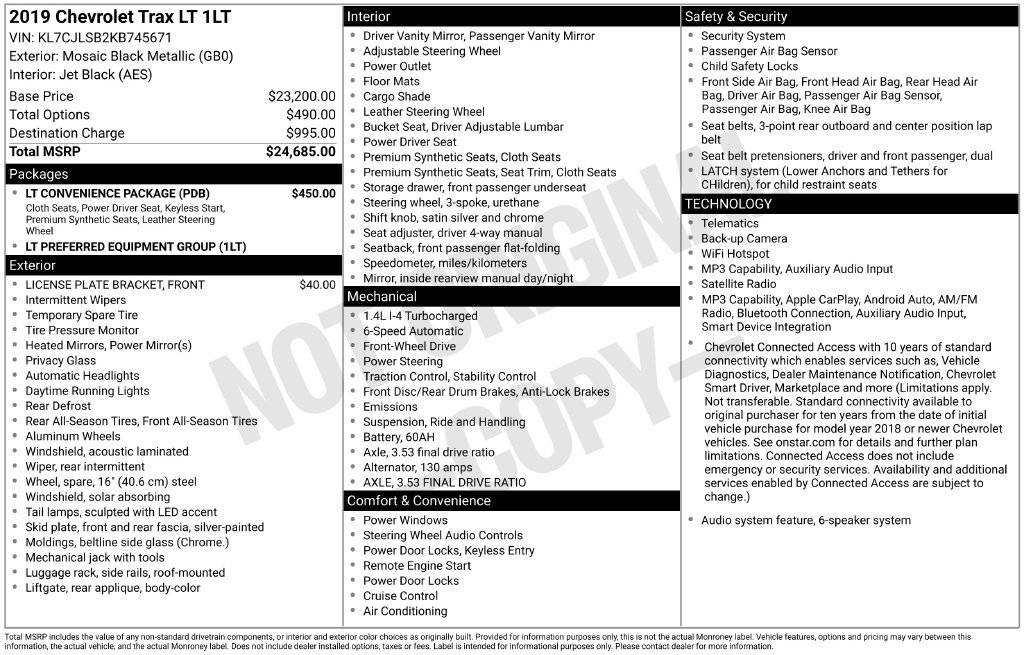 Used 2019 Chevrolet Trax LT w/ LT Convenience Package FWD image 5
