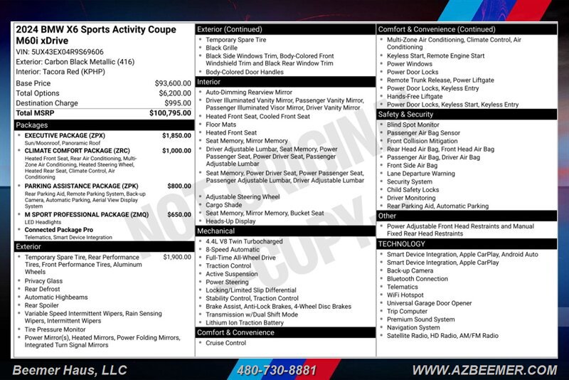 Used 2024 BMW X6 M60i w/ Executive Package AWD/4WD image 3