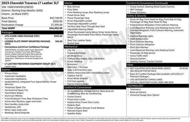 Certified 2023 Chevrolet Traverse LT w/ LPO, Floor Liner Package image 32