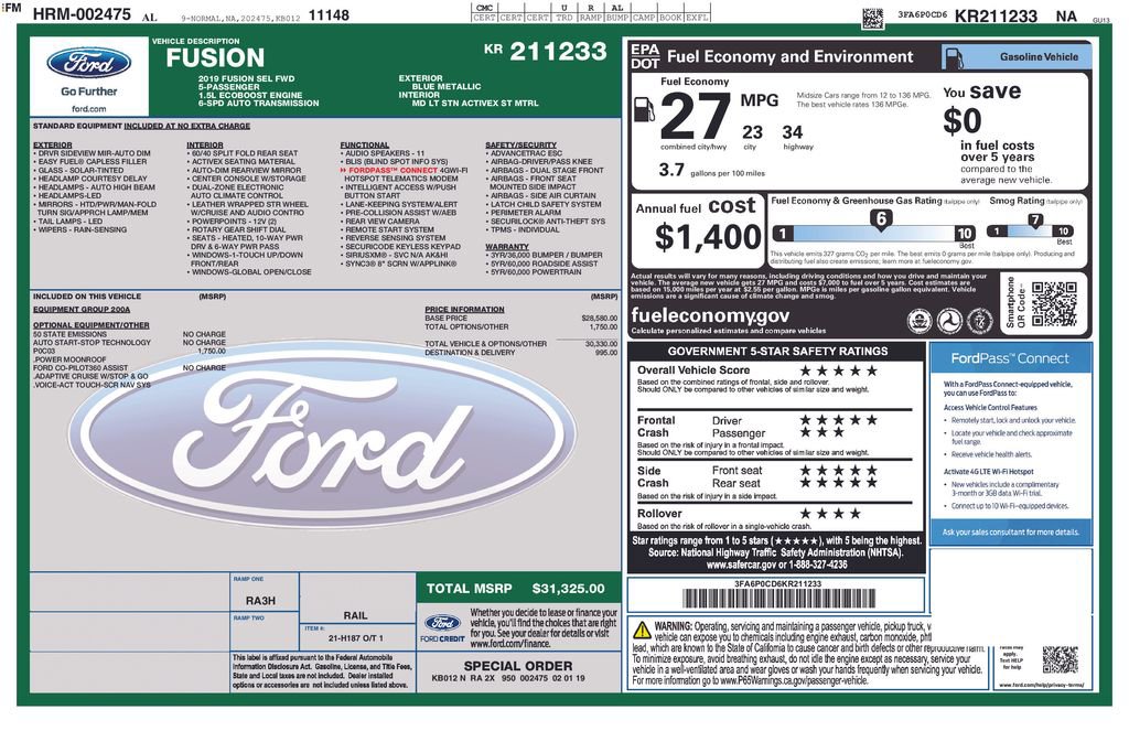 Certified 2019 Ford Fusion SEL FWD image 26