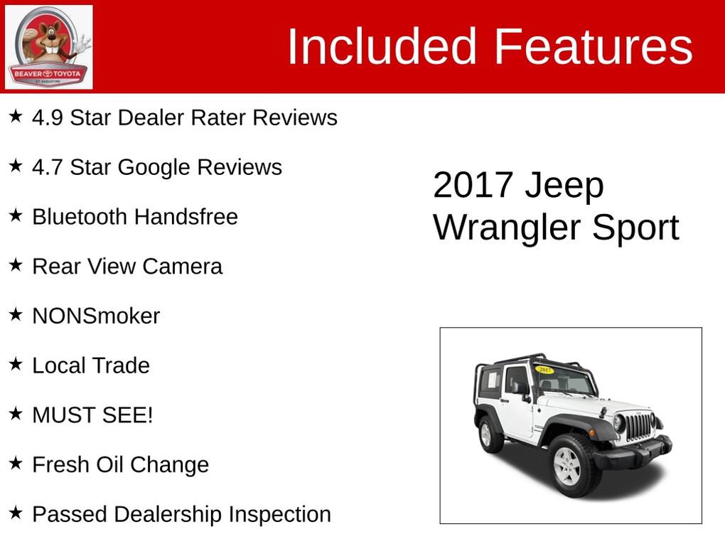 Used 2017 Jeep Wrangler Sport w/ Quick Order Package 24S AWD/4WD image 4