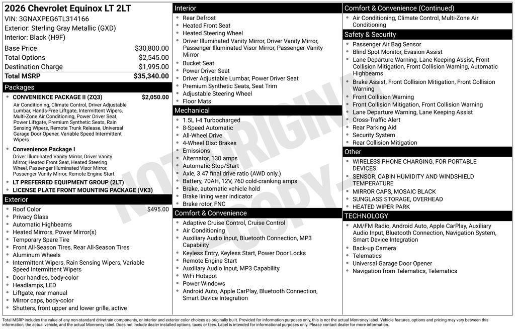 Used 2026 Chevrolet Equinox LT w/ Convenience Package II AWD/4WD image 2