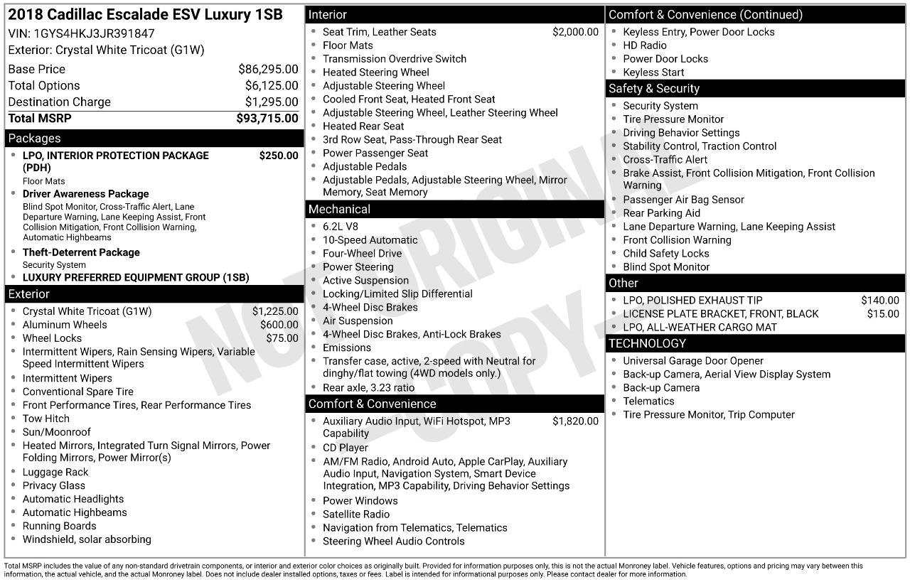 Used 2018 Cadillac Escalade ESV Luxury AWD/4WD image 2