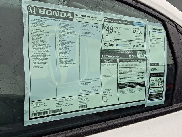 New 2026 Honda Civic FWD Hybrid Sedan image 22