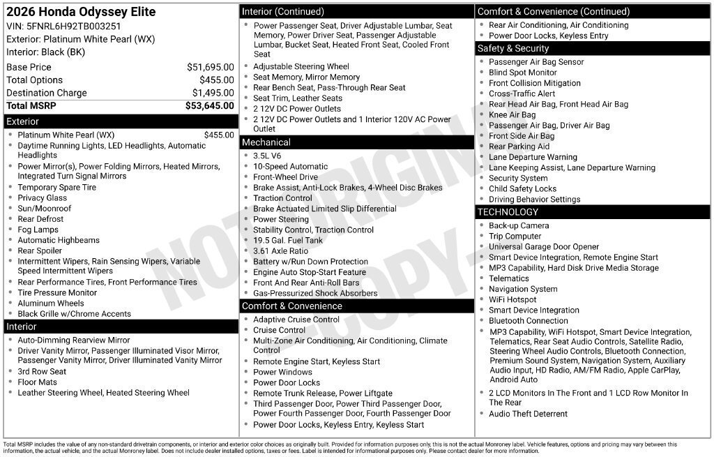 Certified 2026 Honda Odyssey Elite image 33