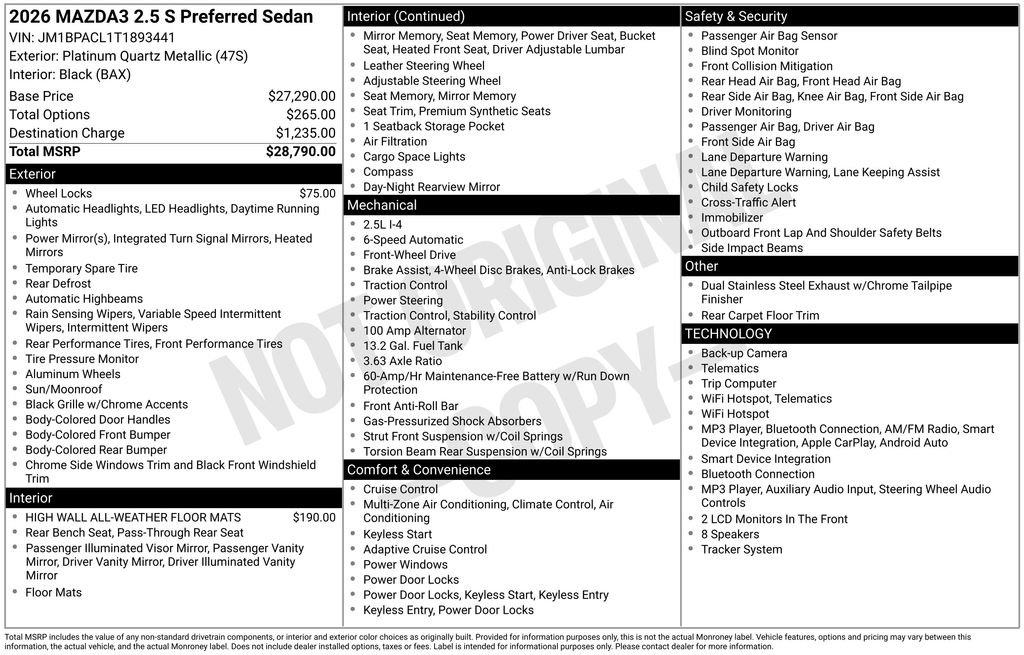 New 2026 MAZDA MAZDA3 2.5 S Sedan w/ Preferred Pkg FWD image 4