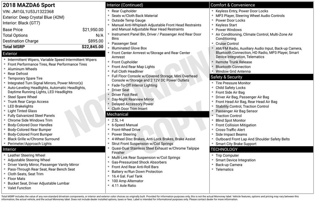 Used 2018 MAZDA MAZDA6 Sport image 6