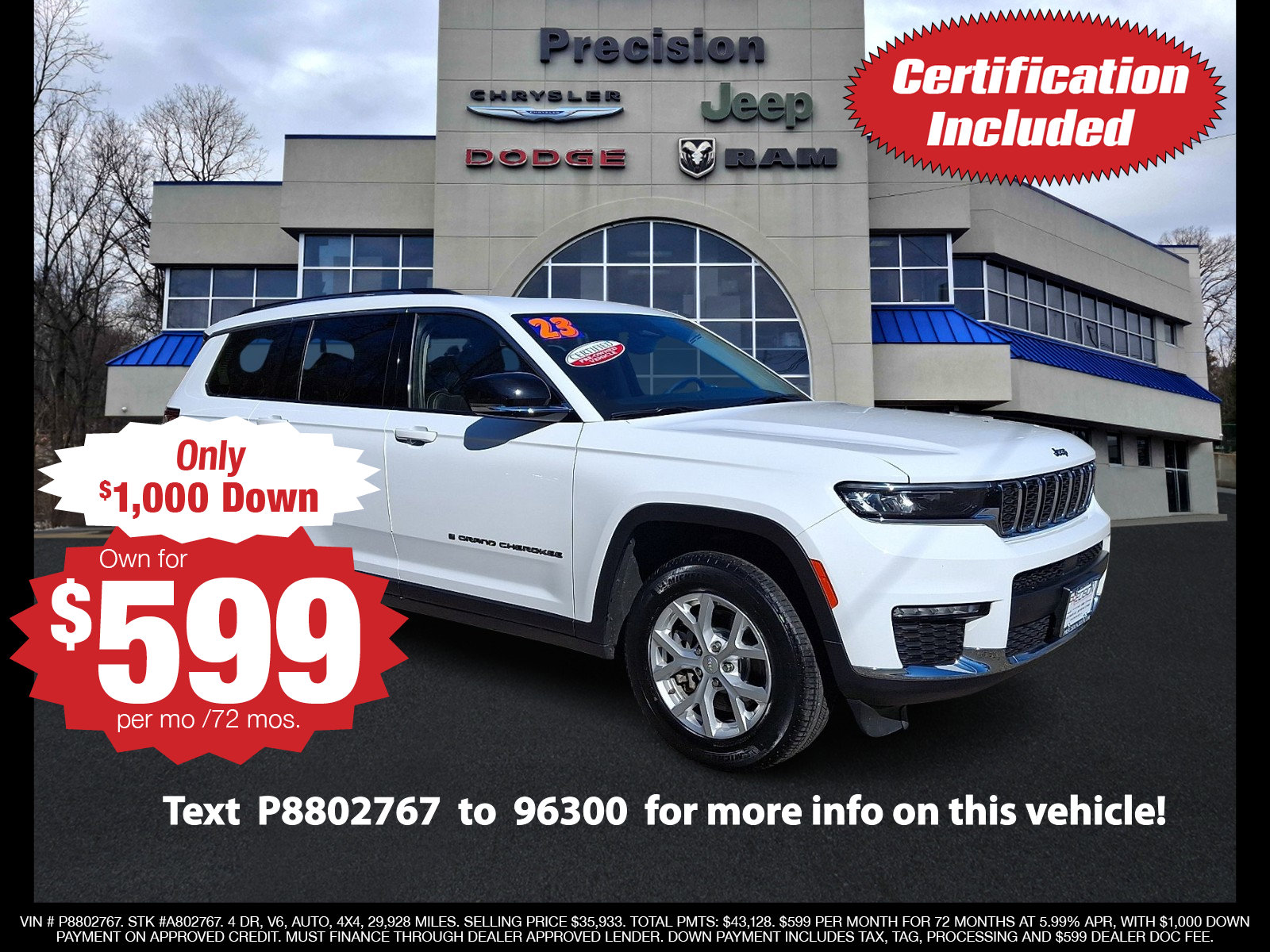 Certified 2023 Jeep Grand Cherokee L Limited AWD/4WD image 1