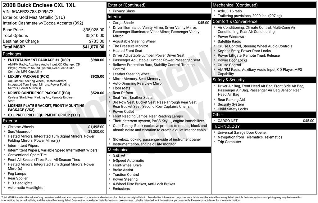 Used 2008 Buick Enclave CXL w/ Entertainment Package #1 image 5