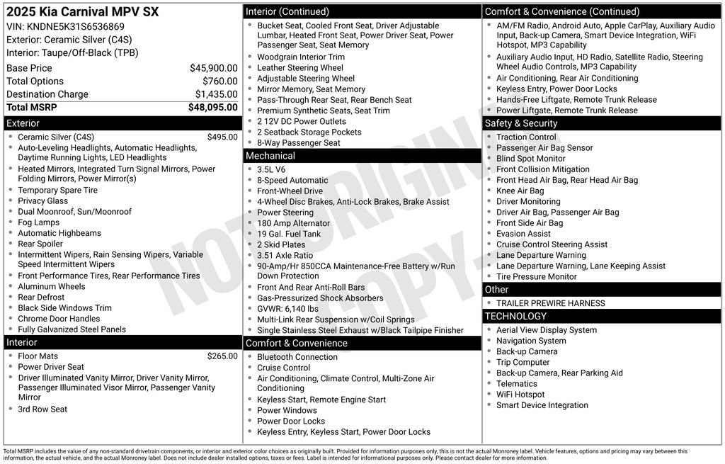 Certified 2025 Kia Carnival SX FWD image 42