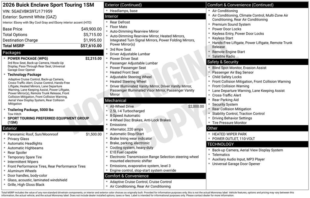New 2026 Buick Enclave Sport Touring w/ Power Package AWD/4WD image 51