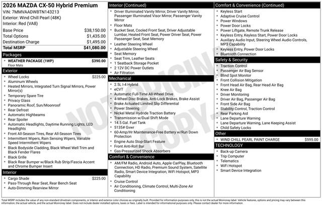 Certified 2026 MAZDA CX-50 AWD 2.5 Hybrid w/ Weather Package image 34