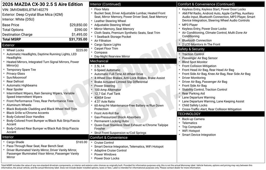 New 2026 MAZDA CX-30 Aire Edition AWD/4WD image 4