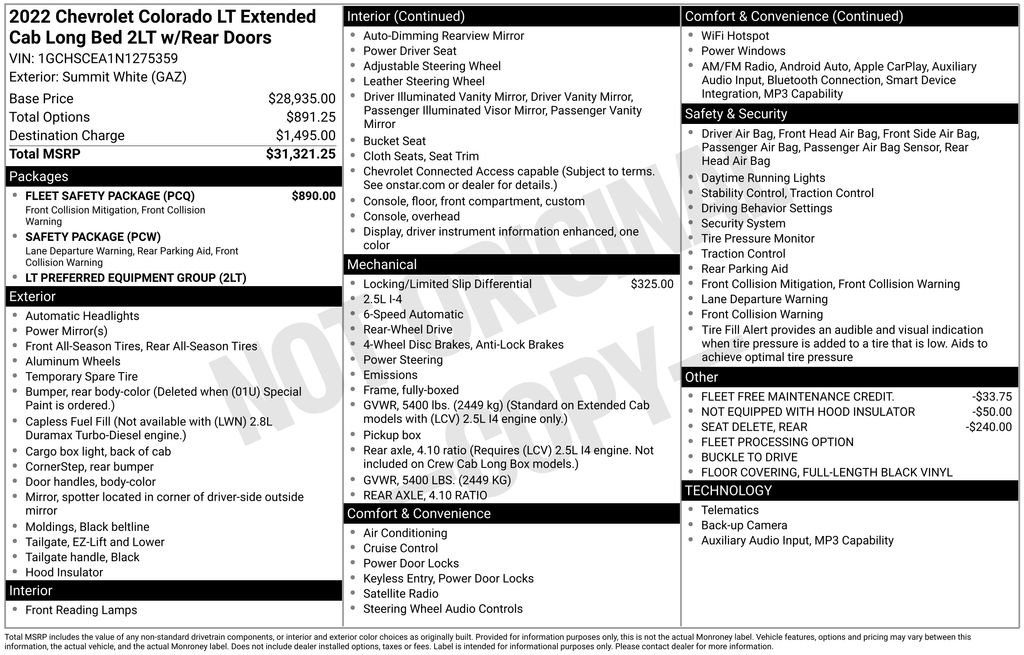 Used 2022 Chevrolet Colorado LT w/ Fleet Safety Package image 34