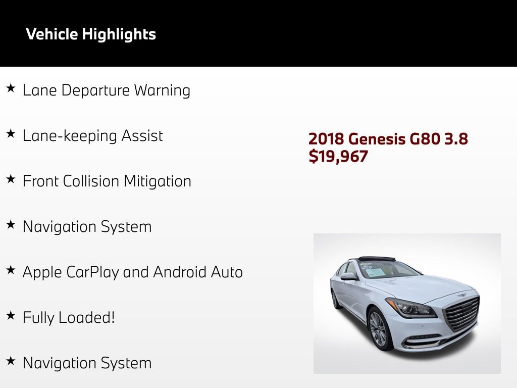 Used 2018 Genesis G80 3.8 w/ Option Group 02 RWD image 4