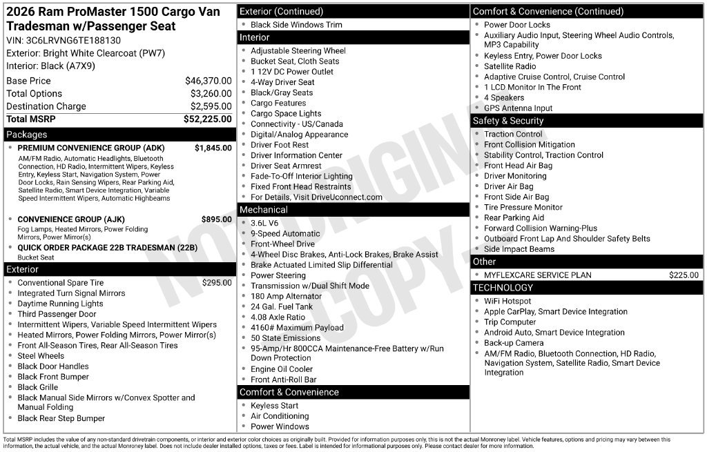 New 2026 RAM ProMaster 1500 w/ Premium Convenience Group FWD image 7