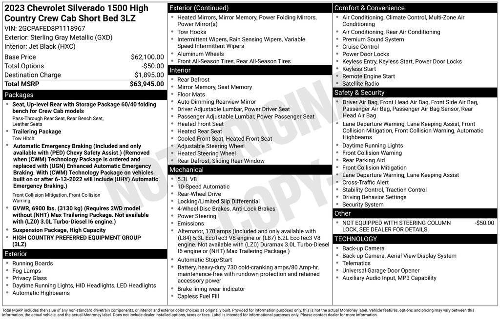 Used 2023 Chevrolet Silverado 1500 High Country RWD image 6