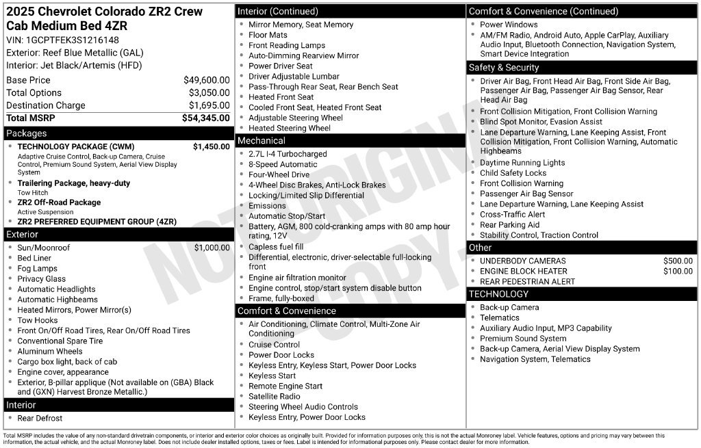 Used 2025 Chevrolet Colorado ZR2 w/ Technology Package AWD/4WD image 3