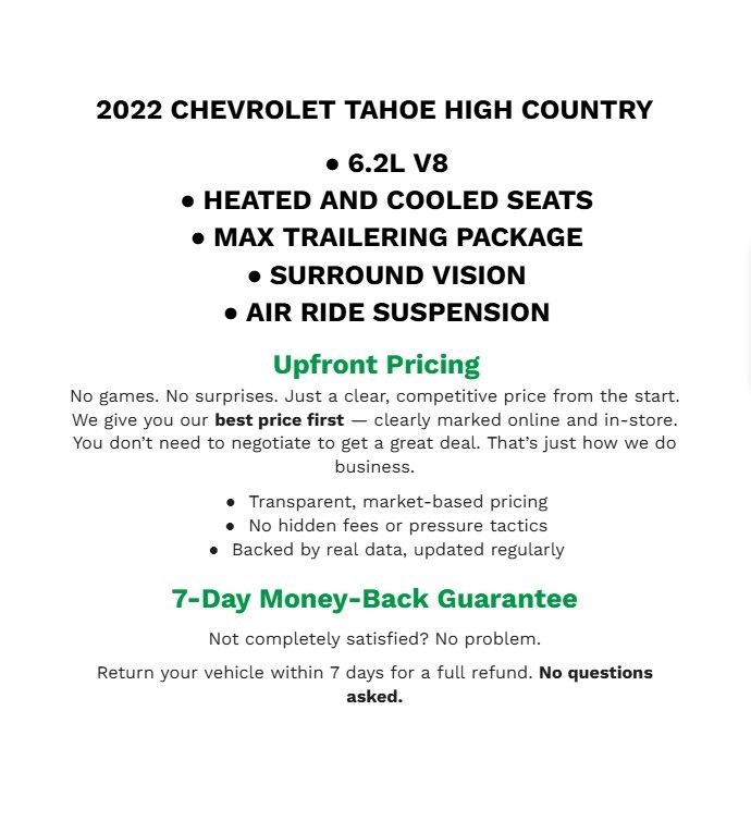 Used 2022 Chevrolet Tahoe High Country image 2