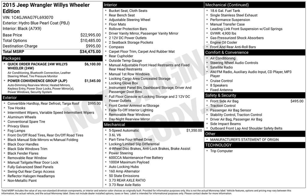 Used 2015 Jeep Wrangler Sport image 3