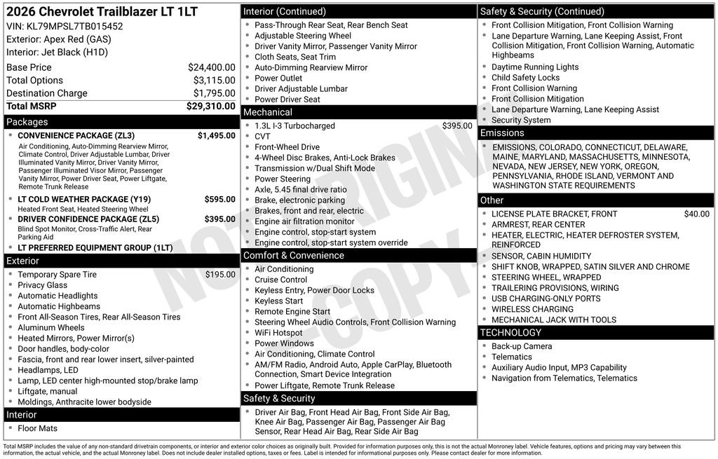 New 2026 Chevrolet TrailBlazer LT w/ Convenience Package image 28