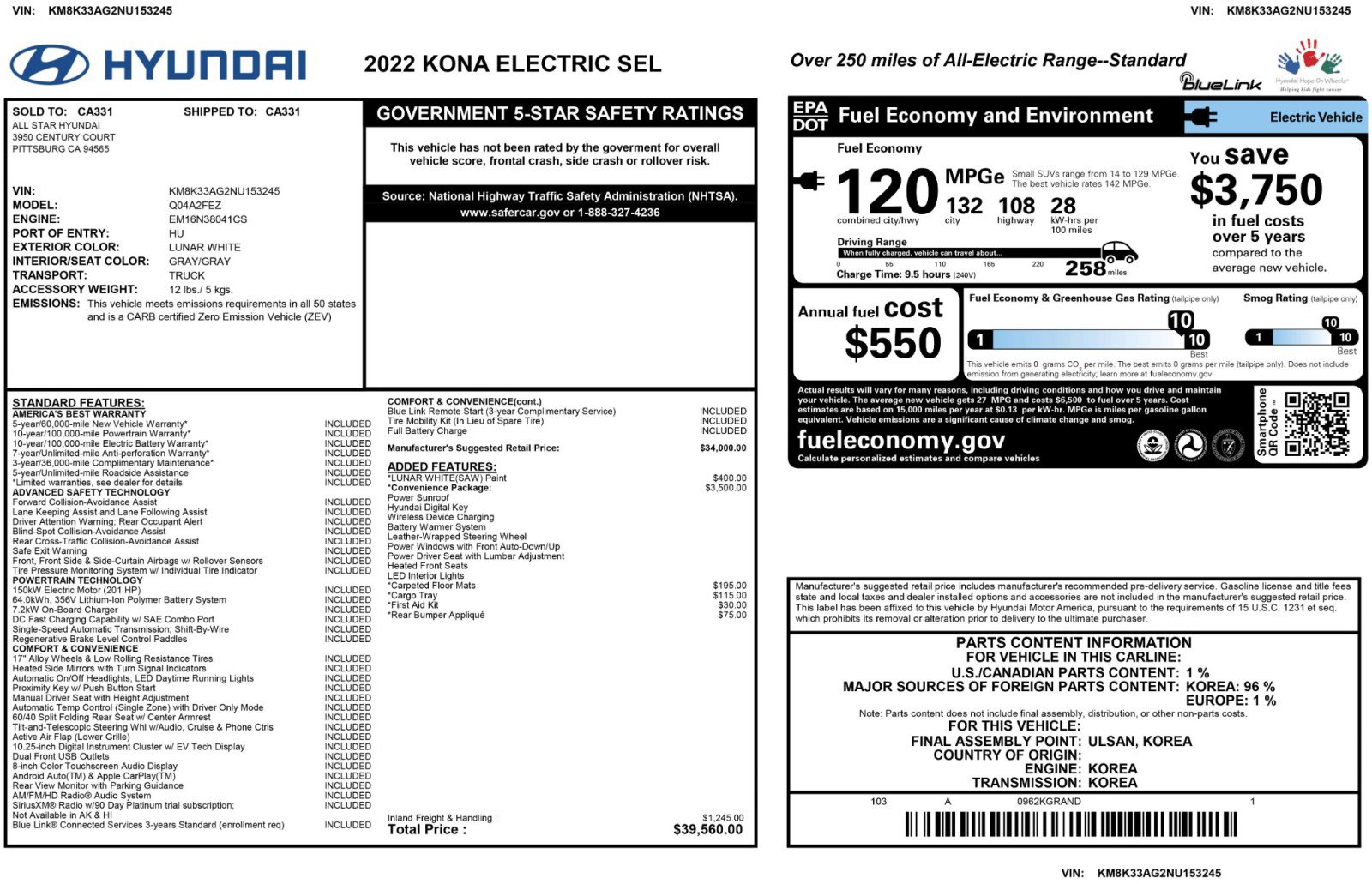 Used 2022 Hyundai Kona SEL w/ Convenience Package FWD image 48