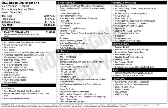 Used 2020 Dodge Challenger SXT w/ Blacktop Package RWD image 12