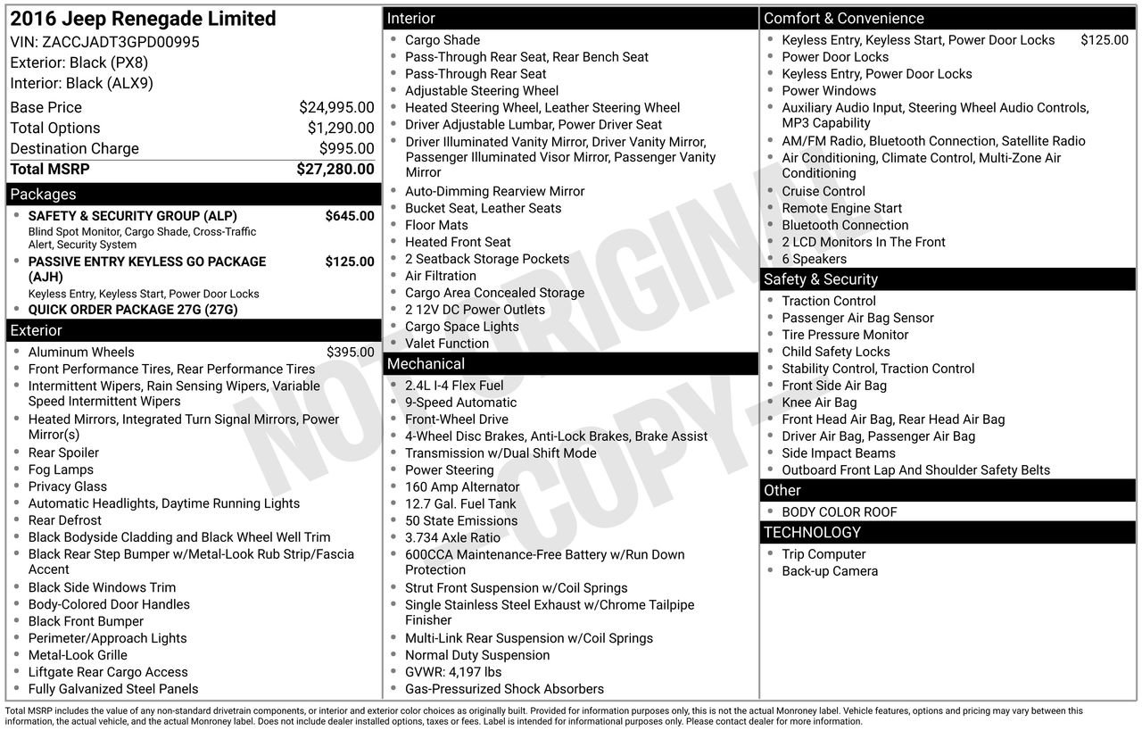 Used 2016 Jeep Renegade Limited w/ Safety & Security Group image 33