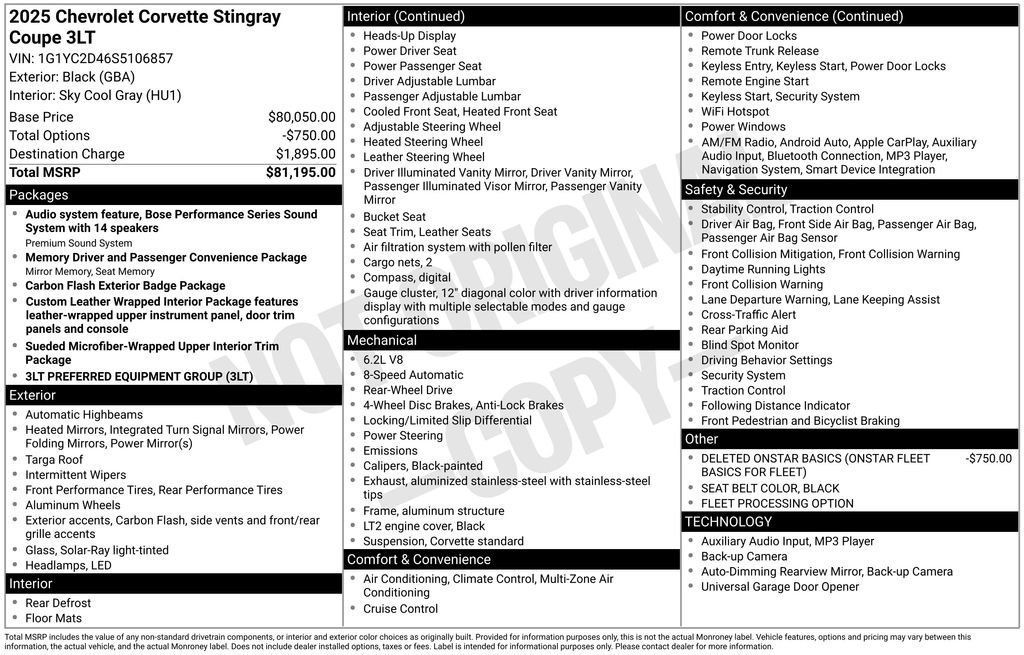 Used 2025 Chevrolet Corvette Stingray Premium Cpe w/ 3LT image 74