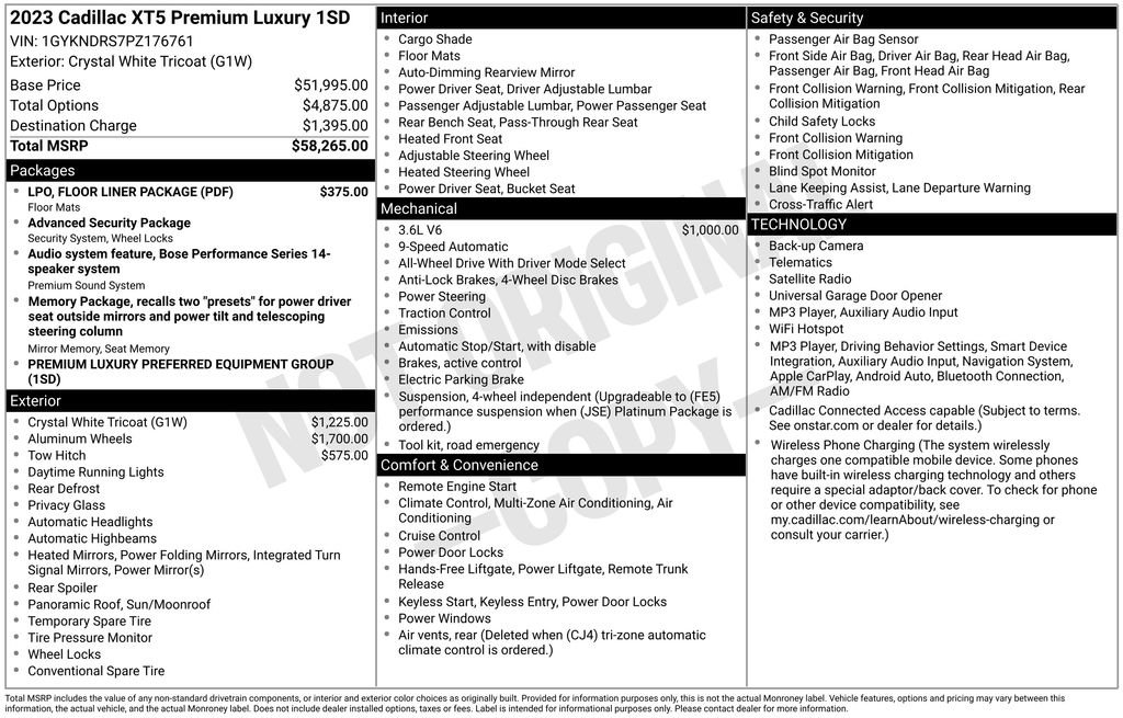 Certified 2023 Cadillac XT5 Premium Luxury w/ LPO, Floor Liner Package AWD/4WD image 37