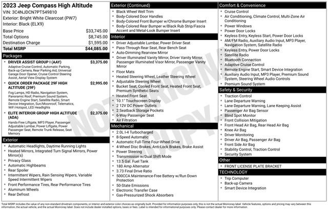 New 2023 Jeep Compass High Altitude w/ Driver Assist Group I AWD/4WD image 11
