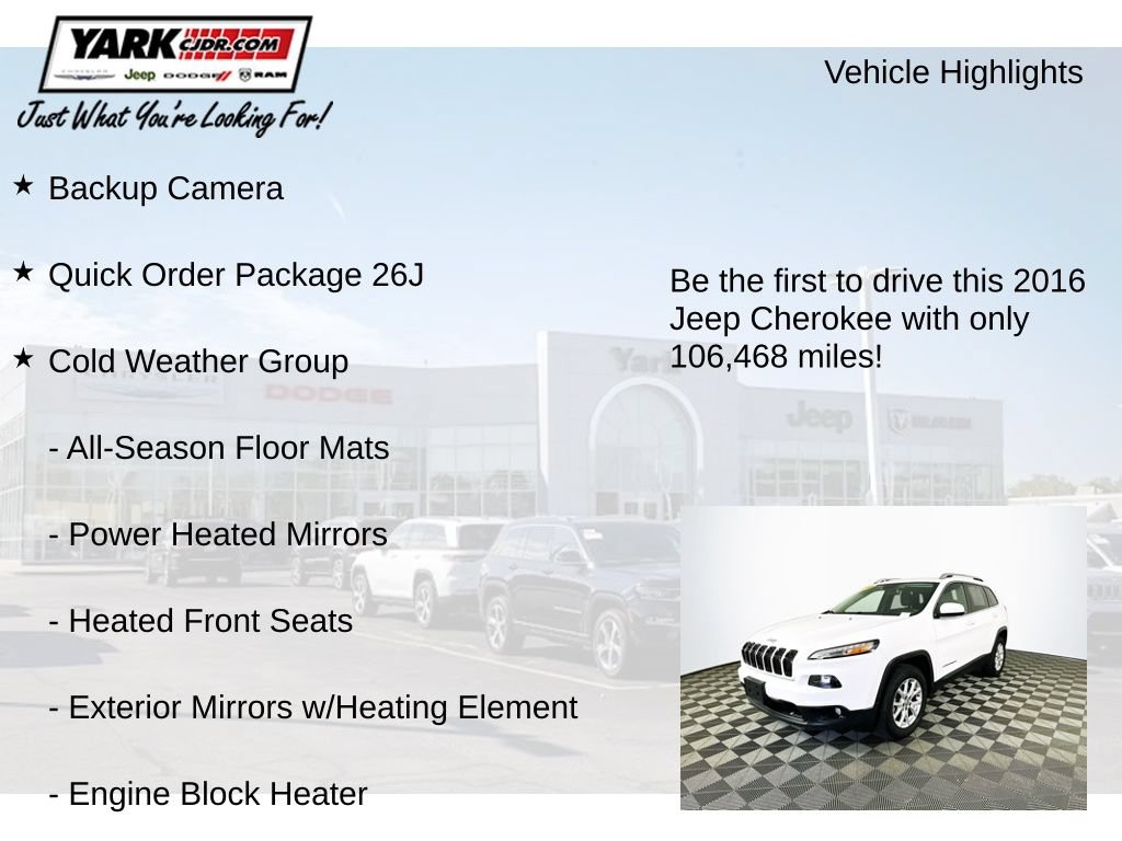 Certified 2016 Jeep Cherokee Latitude w/ Cold Weather Group AWD/4WD image 12
