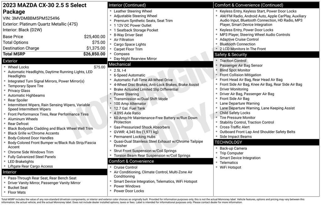 Used 2023 MAZDA CX-30 AWD 2.5 S w/ Select Package image 7