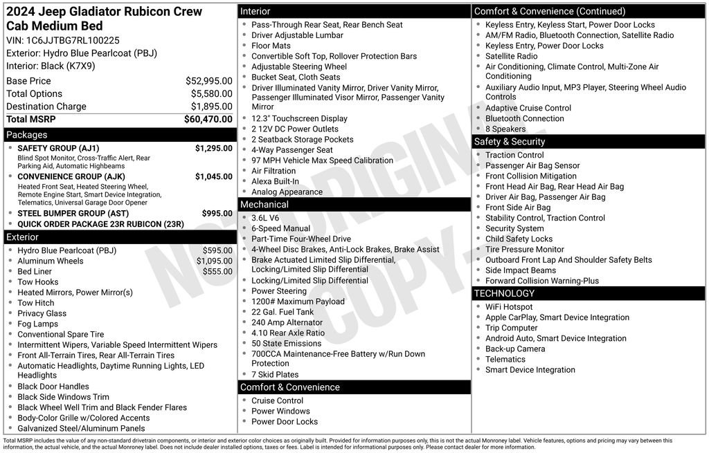 Used 2024 Jeep Gladiator Rubicon w/ Safety Group image 36