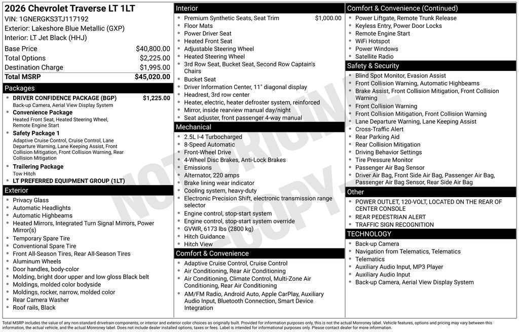 New 2026 Chevrolet Traverse LT w/ Driver Confidence Package image 5