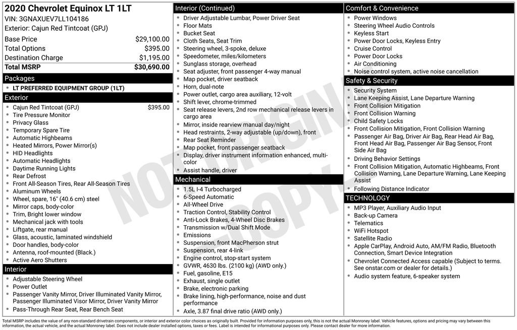 Certified 2020 Chevrolet Equinox LT AWD/4WD image 33