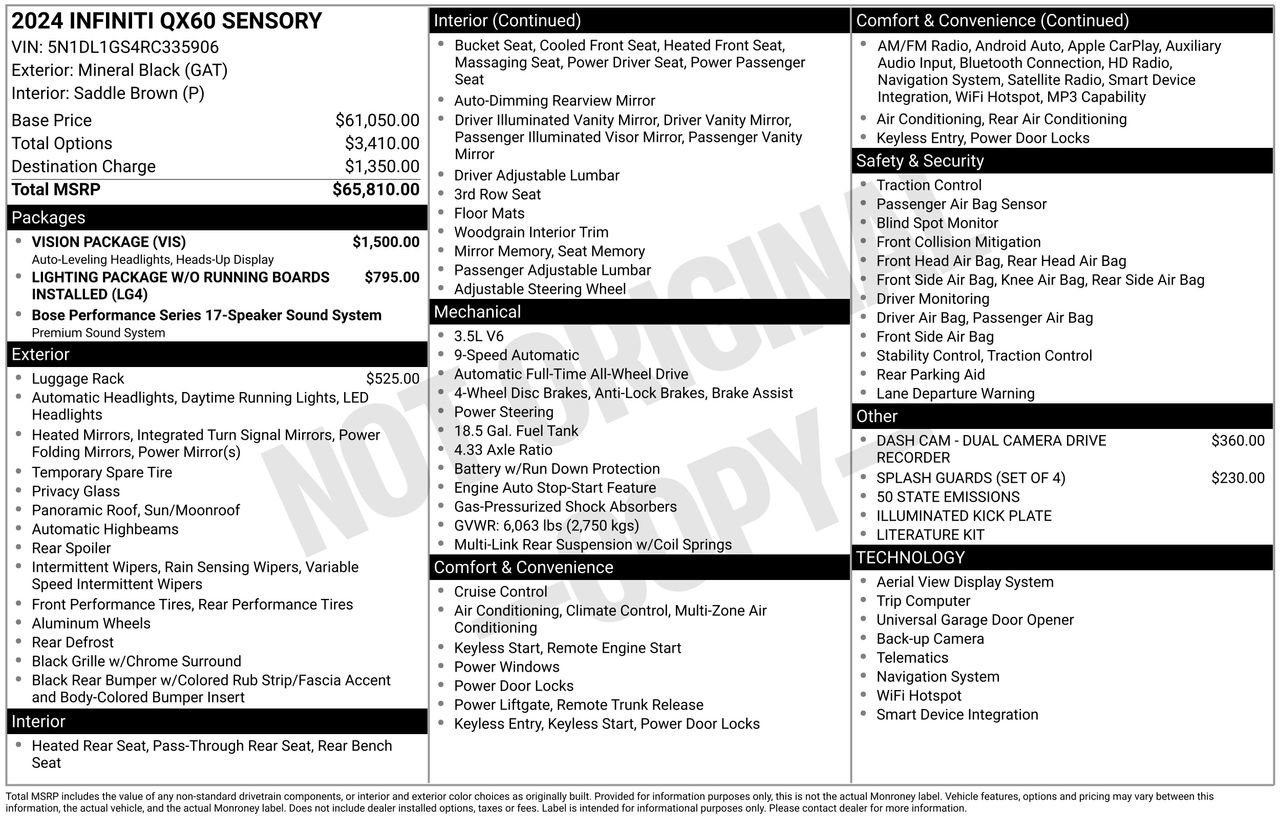 Used 2024 INFINITI QX60 Sensory w/ Vision Package image 36