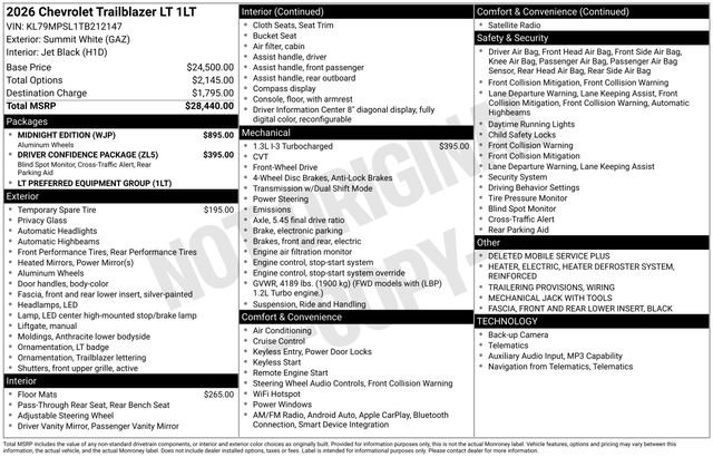 New 2026 Chevrolet TrailBlazer LT w/ Midnight Edition FWD image 4