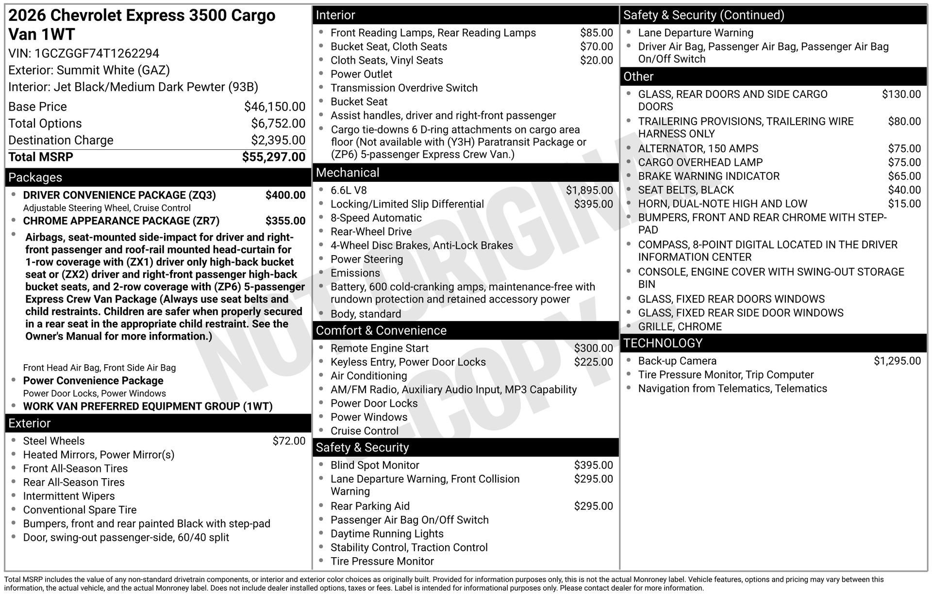 New 2026 Chevrolet Express 3500 w/ Driver Convenience Package RWD image 7