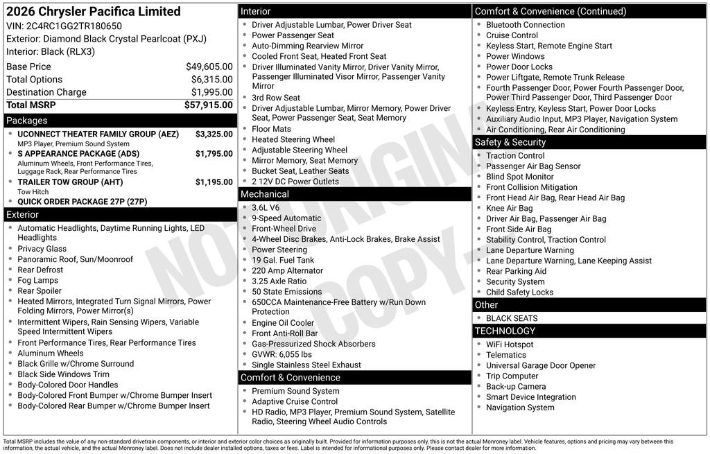 New 2026 Chrysler Pacifica Limited w/ Uconnect Theater Family Group image 38