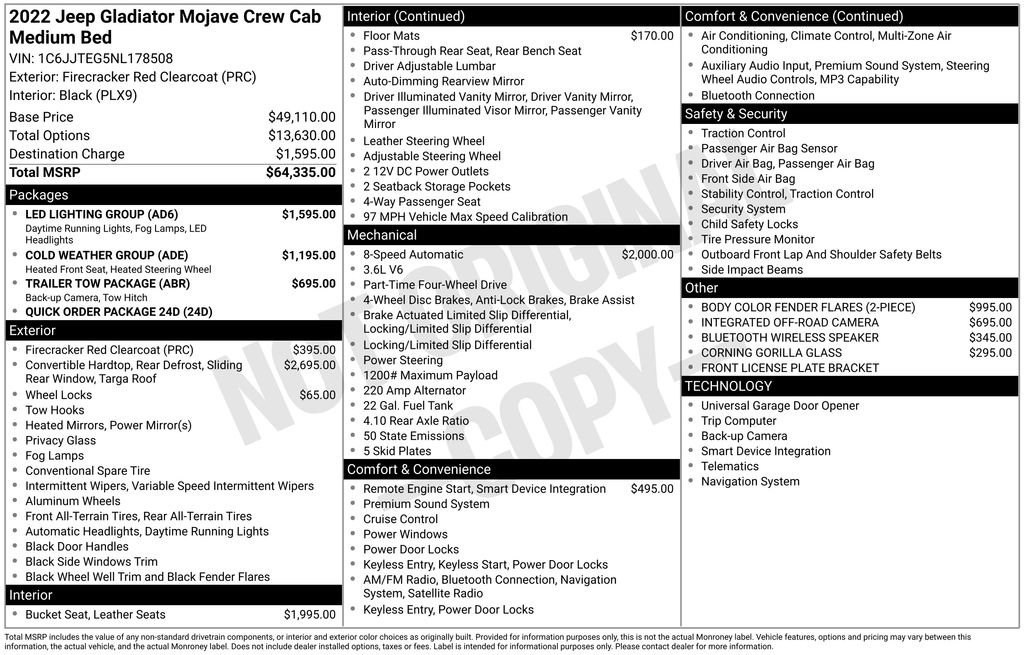 Used 2022 Jeep Gladiator Mojave w/ LED Lighting Group image 14